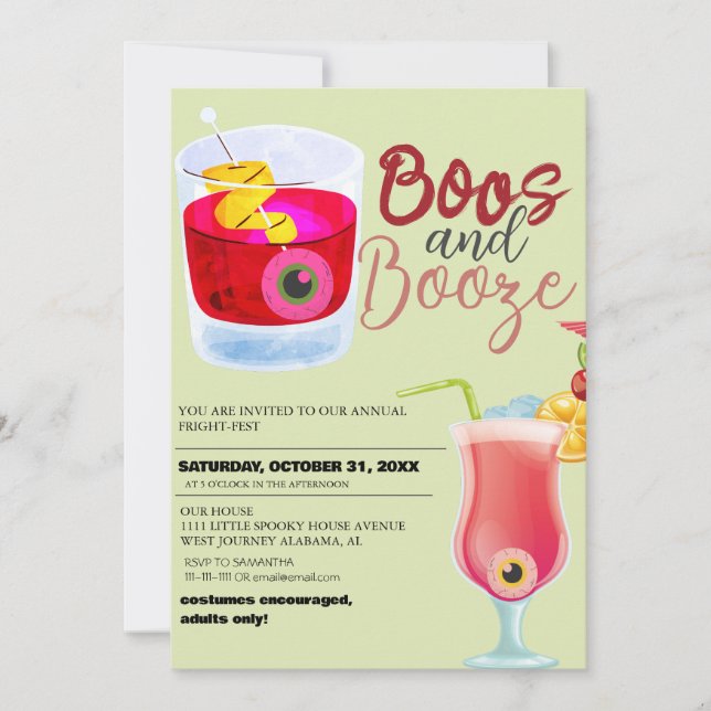 Boos och Sprit Vintage Halloween Costume Party Inbjudningar (Framsida)