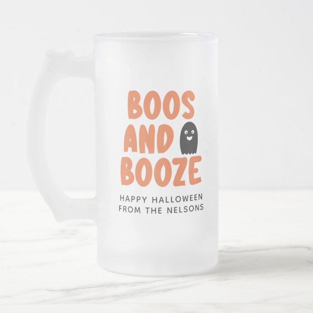 Boos och Sprit Vuxen Halloween Cute Ghost Frostat Ölglas (Vänster)
