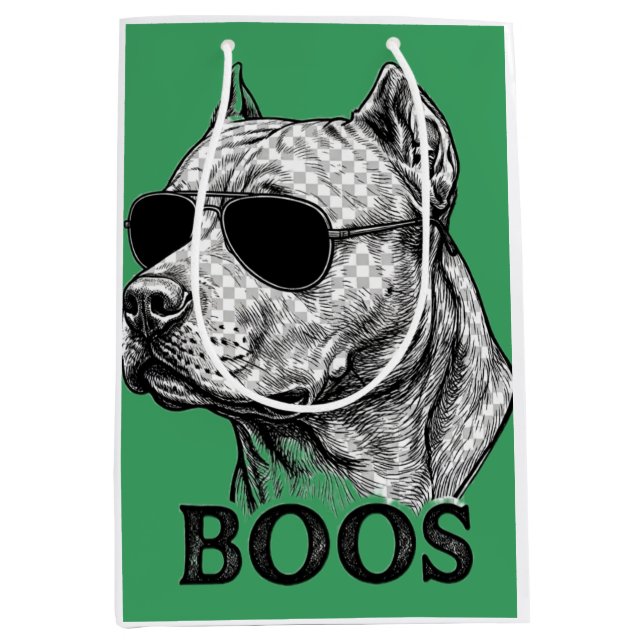 BOOS Pitbull med solglasögon bläckskiss Tatuering  (Framsidan)