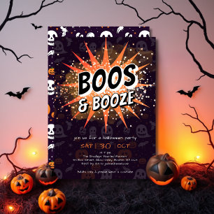 Boos & Sprit Black & Orange Vuxen Halloween fest Inbjudningar