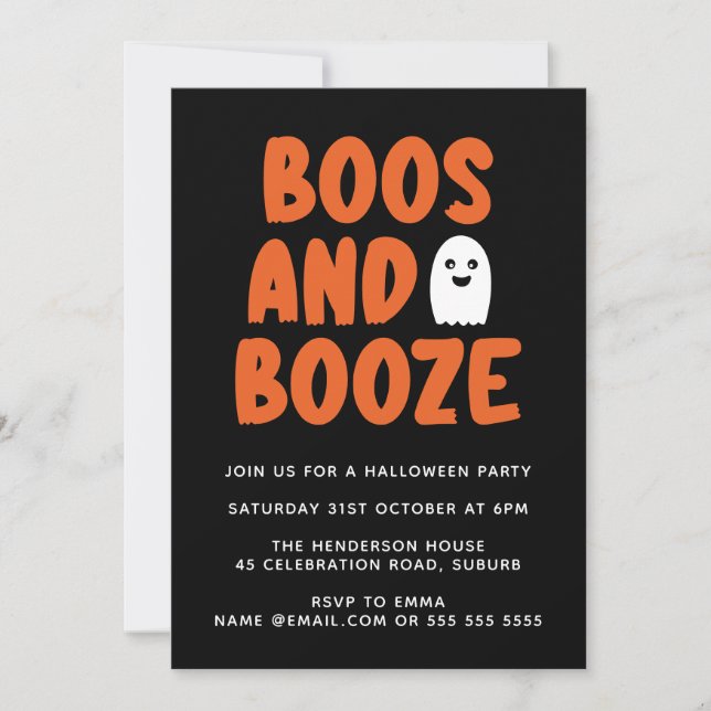 Boos & Sprit Funny Cute Ghost Halloween fest  Inbjudningar (Framsida)