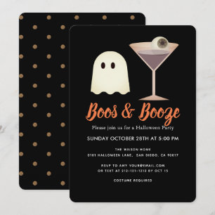 Boos & Sprit Ghost Cocktail Halloween-inbjudan Inbjudningar