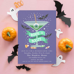 Boos & Sprit Martini Halloween fest Inbjudningar