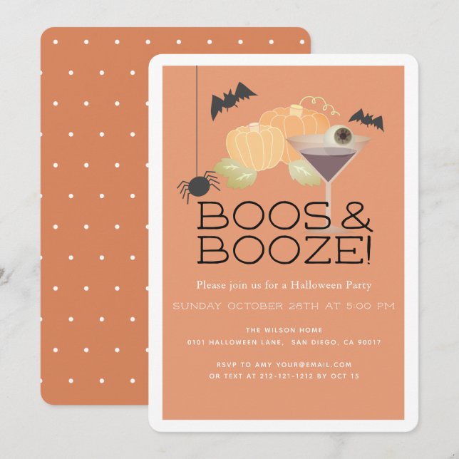 Boos & Sprit Pumpkin Halloween fest-inbjudan Inbjudningar (Fram/baksida)