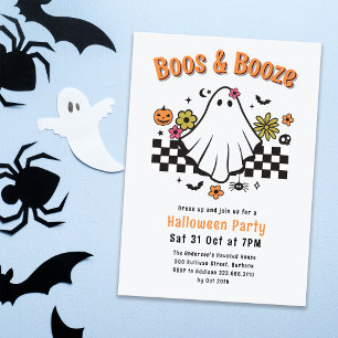 Boos & Sprit Retro Ghost Halloween Costume Party Inbjudningar