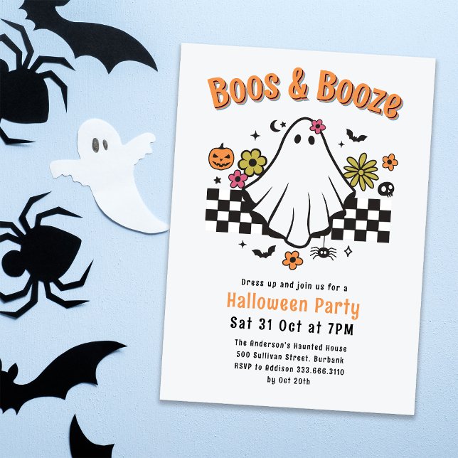 Boos & Sprit Retro Ghost Halloween Costume Party Inbjudningar (Skapare uppladdad)