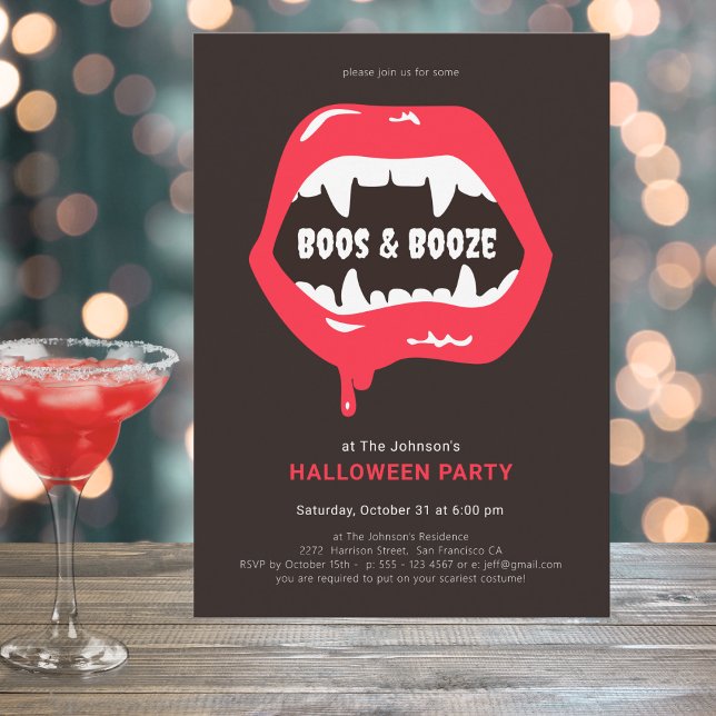 Boos & Sprit Roligt Modern Vuxen Halloween fest Inbjudningar (Mockup View)