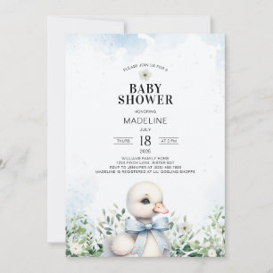 Boose med Bow Blue Boy Baby Shower-inbjudan Inbjudningar
