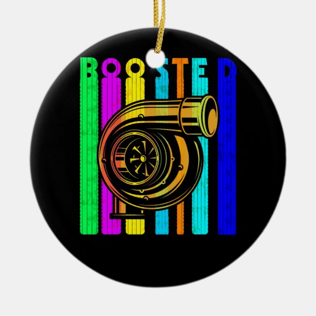 Boost Turbo Car Boosted Turbocharger Retro Tävling Julgransprydnad Keramik (Framsidan)