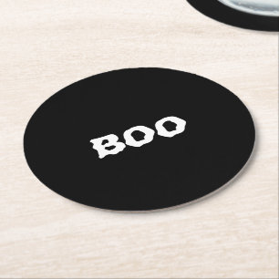 Boosvart och vit spooky Halloween Underlägg Papper Rund