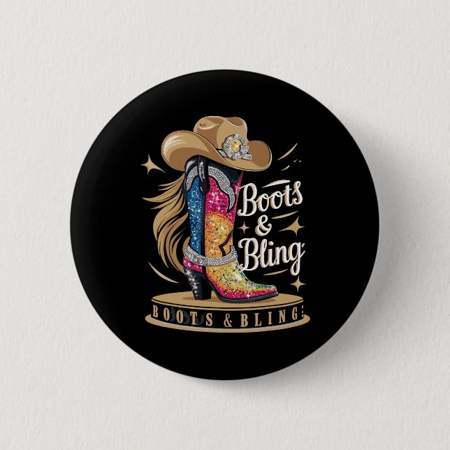 Boot&amp; Bling av en cowgirl Sak Rodeo Wester Knapp (Framsida)