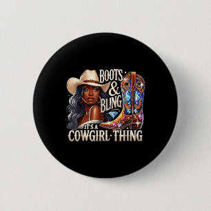 Boot& Bling av en Sak Black Cowgir Knapp