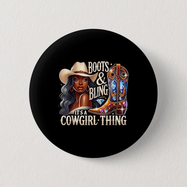 Boot&amp; Bling av en Sak Black Cowgir Knapp (Framsida)