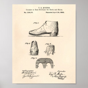 Boot and Shoes 1880 Patent Art Old Peper Poster