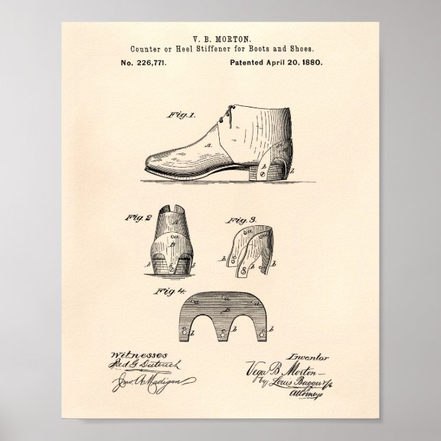 Boot and Shoes 1880 Patent Art Old Peper Poster (Framsidan)