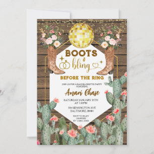 Boot & Bling före Ring Bachelorette Party Inbjudningar