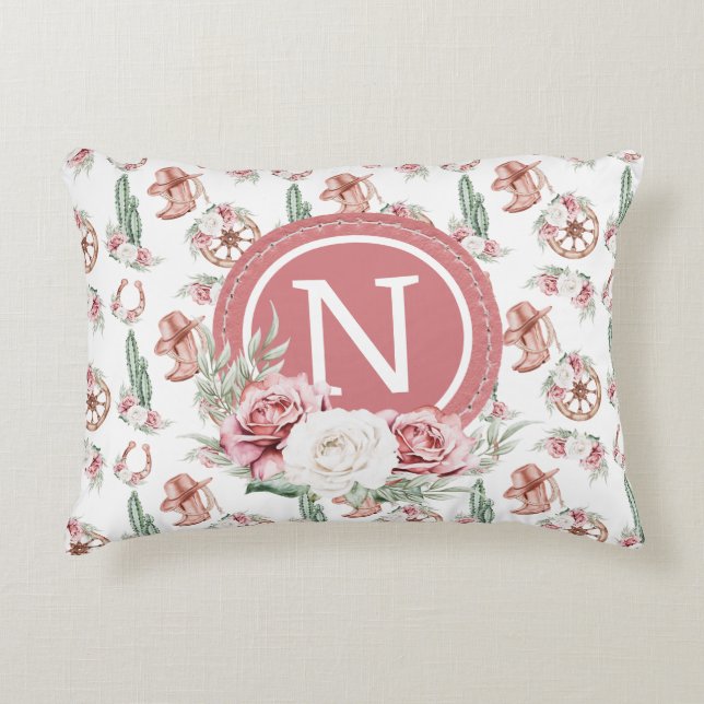 Boot & Blooms: Western Chic Cowgirl Personlig Prydnadskudde (Framsidan)