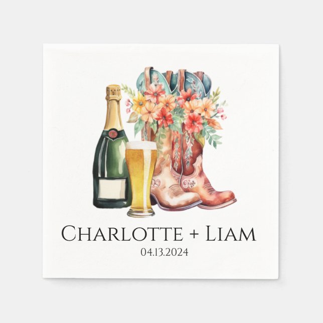 Boot, Brews och Bubble's Shower Napkins Pappersservett (Framsidan)