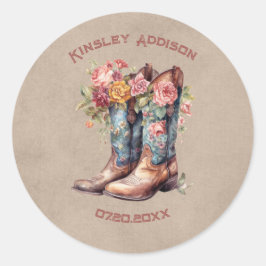 Boot Brunch & Bubbly Bröllopsdusch Runt Klistermärke