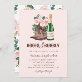 Boot & Bubly Blommigt Champagne Möhippa Inbjudningar