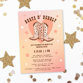 Boot & Bubly Cowgirl Western Peach Möhippa Inbjudningar