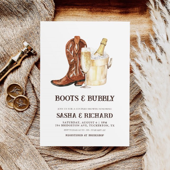 Boot & Bubly Rustic Western Par Shower Inbjudningar (Skapare uppladdad)