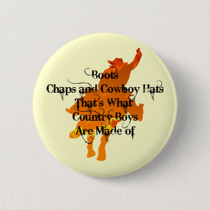 Boot, Chaps och Cowboyhattar...Button Knapp