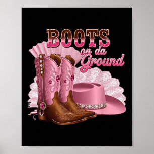 Boot Cowgirl Rosa Western Cou på marken Poster