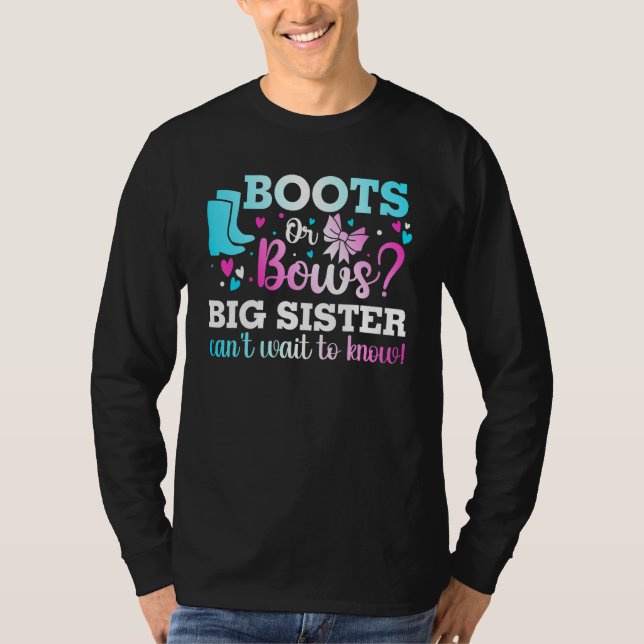 Boot eller boows Big Sister Gender Reveal Baby Sho T Shirt (Framsida)