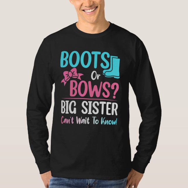 Boot eller boows Big Sister Gender Reveal Baby Sho T Shirt (Framsida)