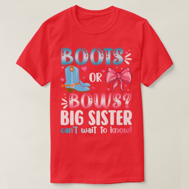 Boot eller boows Big Sister Gender Reveal Baby Sho T Shirt (Design framsida)
