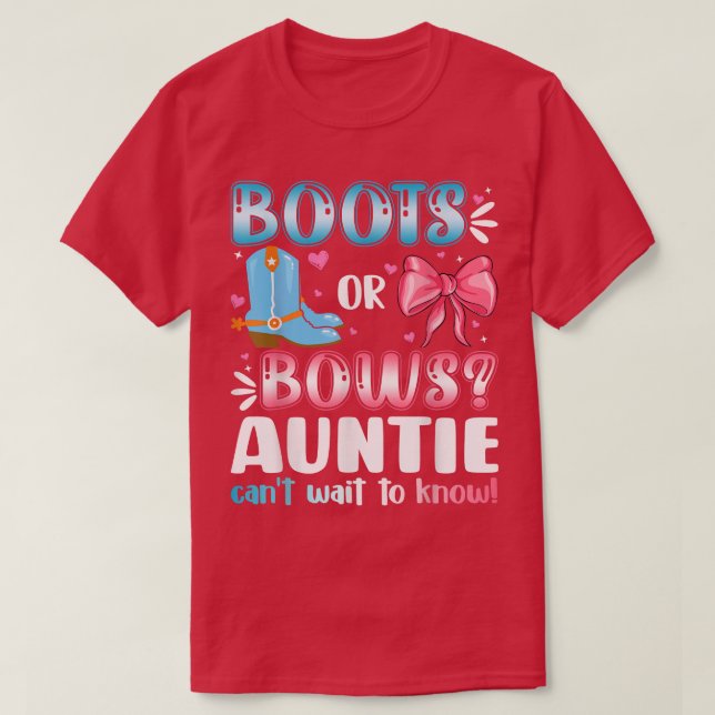 Boot eller bows Auntie Gender Reveal Baby Shower P T Shirt (Design framsida)