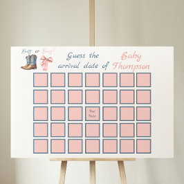 Boot eller Bows Blue Rosa Gender Reveal (Bords) Fö Poster