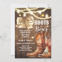 Boot eller Bows Gender Reveal Baby Shower-inbjudan