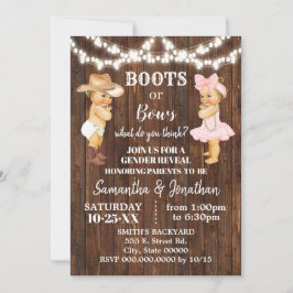 Boot eller Bows Rustic Land Gender Reveal Inbjudningar