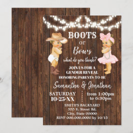 Boot eller Bows Rustic Land Gender Reveal Inbjudningar