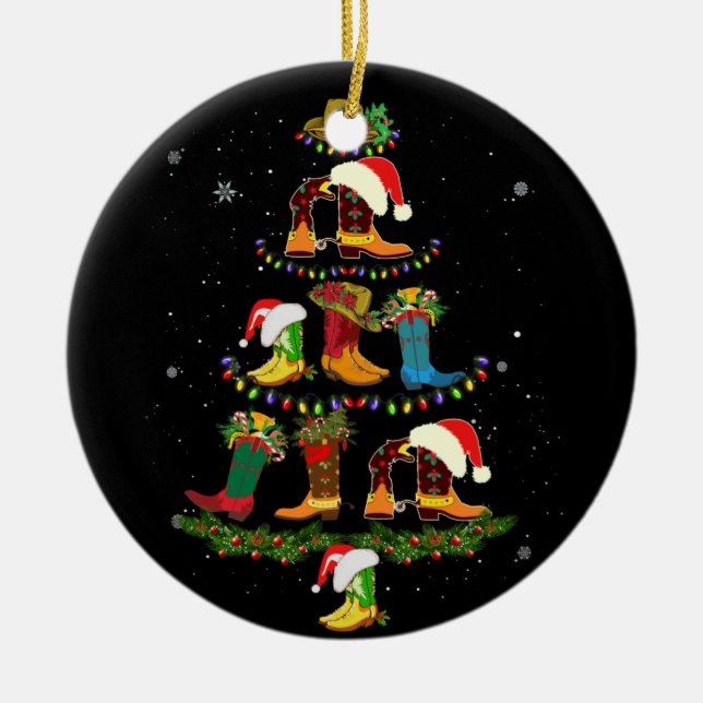 Boot Julgran Line Dance Funny Dancing Boots Julgransprydnad Keramik (Framsidan)