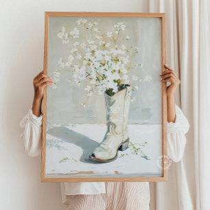 Boot med blommor, målning poster