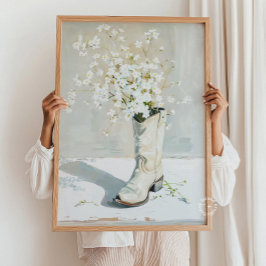 Boot med blommor, målning poster