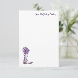 Boot Note Card för Lavender Cowboy Tack Kort