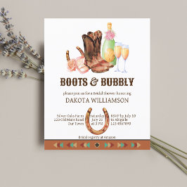 Boot och bubblande western cowgirl-budgetinbjudan