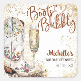 Boot och Westerna brons Vilda western Land Fyrkantigt Klistermärke