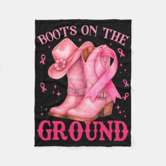 Boot on Ground Rosa Cowgirl Breast Cancer Wom Fleecefilt