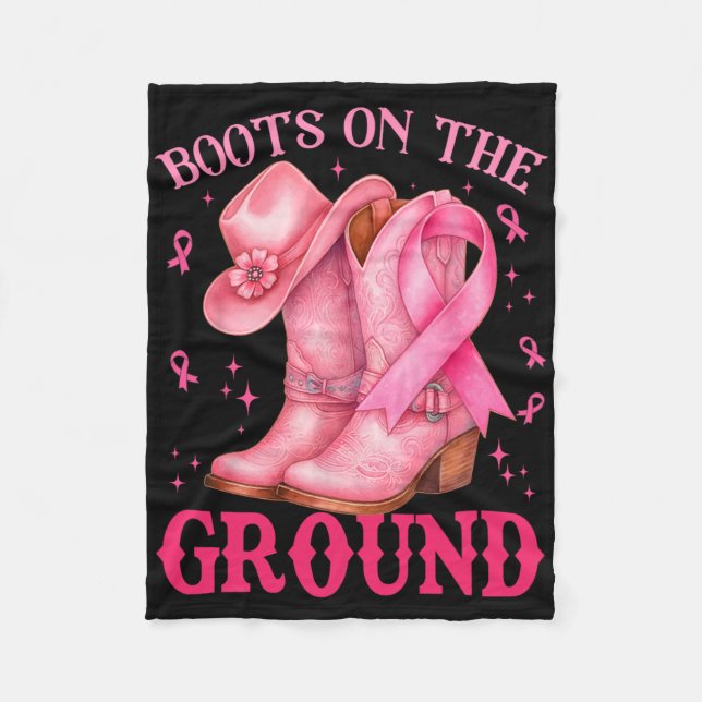 Boot on Ground Rosa Cowgirl Breast Cancer Wom Fleecefilt (Framsidan)