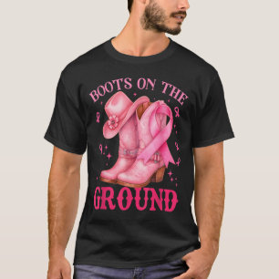 Boot on Ground Rosa Cowgirl Breast Cancer Wom T Shirt