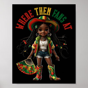 Boot på Ground Black Girl Cowgirl där de är Poster