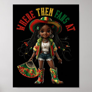 Boot på Ground Black Girl Cowgirl där de är Poster