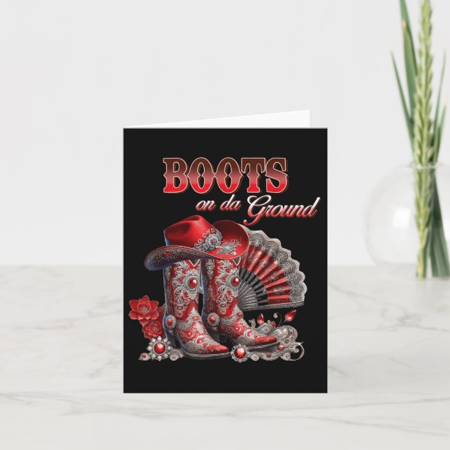 Boot på Ground Boot Cowboy Western Cowgirl Me Kort (Framsida)