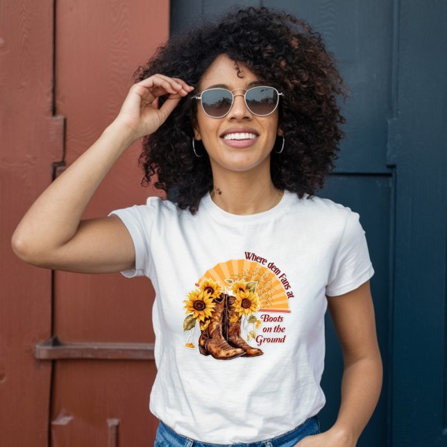 Boot på mark-där-Dem-Fläkt vid solros T Shirt (Skapare uppladdad)