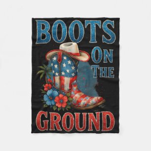 Boot på marken Cowgirl 4:e juli hela Amerika Fleecefilt